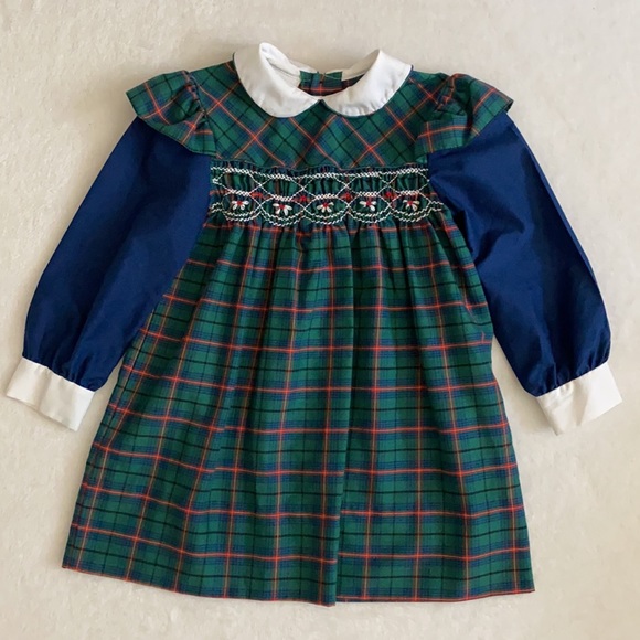 {VTG} Princess Anne | Hand Smocked Plaid Dress
